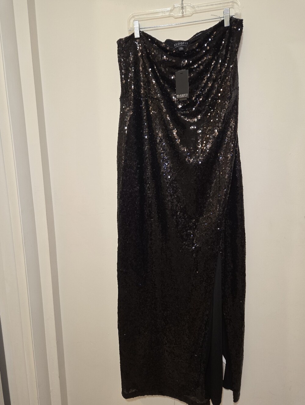 Eloquii Black Sequin Strapless Maxi Dress